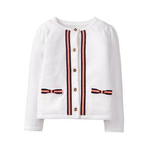 NWT Sz 12 Janie and Jack Girl White Ribbon Trim Cardigan